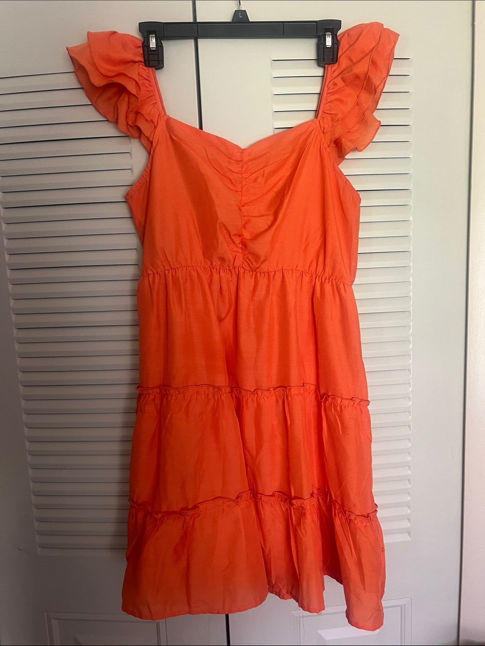Altar'd State Orange Ruffled Neckline Sundress